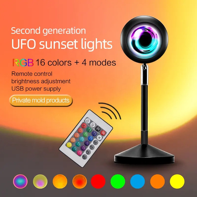 Απομακρυσμένο έλεγχο Σύγχρονη Φωτογραφία Αλλαγή χρώματος Ηλιοβασίλεμα Φως USB Ρέινμποου Projector Lamps Led Projection Floor Lamp