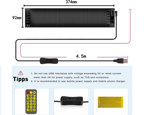 16*64 Ευέλικτη οθόνη LED Εξωτερική οθόνη Αδιάβροχος πίνακας παράθυρο αυτοκινήτου LED Soft Billboard