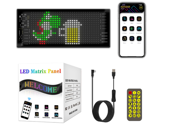 Προγραμματιζόμενο DIY scrolling text 5V USB ασύρματο έλεγχο RGB ευέλικτο LED σήμα αυτοκινήτου για διαφήμιση