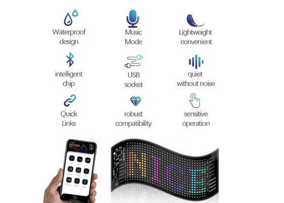 Ελέγχος APP Ευέλικτη οθόνη LED περιστροφή Προσαρμοσμένου μηνύματος κειμένου Πίνακα σήματος LED οθόνη ψηφιακή για αυτοκίνητο