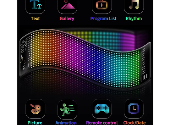 Pixel RGB Led Ευέλικτη Εμφάνιση Εφαρμογή Bluetooth Διαφημιστική οθόνη αυτοκινήτου Αυτοκινήτου Ip65 Αδιάβροχη μαλακή ψηφιακή οθόνη