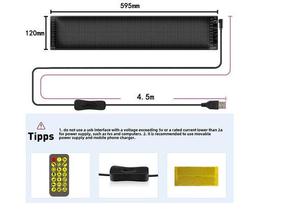 Ετικέτα έξυπνου αυτοκινήτου 120x595mm RGB Δυναμικό LED φορτηγό Δαίμονας μάτι Φως για εξωτερική έξυπνη οθόνη IP65