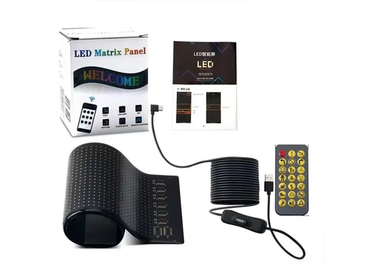 5VDC USB/2A 37x8.5cm LED Matrix Display Πίνακας οθόνης αυτοκινήτου Ευέλικτο Pixel Προγραμματισμό Διαφήμιση για DIY Κείμενο κινούμενων σχεδίων