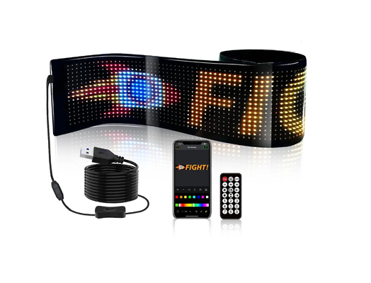 5VDC USB/2A 37x8.5cm LED Matrix Display Πίνακας οθόνης αυτοκινήτου Ευέλικτο Pixel Προγραμματισμό Διαφήμιση για DIY Κείμενο κινούμενων σχεδίων