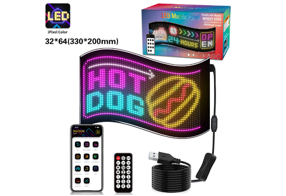 32*64 Car Truack Led Matrix Pixel Panel Diy RGB App+Remote Control Προγραμματιζόμενο Διάβολο Μάτι Δείκτη Φωτός