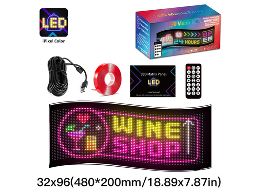 32*96 Διπλή σειρά LED διαφημιστική πινακίδα Πίνακα αυτοκινήτου Ευέλικτο Pixel Προγραμματισμό Διακίνηση DIY Πίνακα μήτρας κειμένου