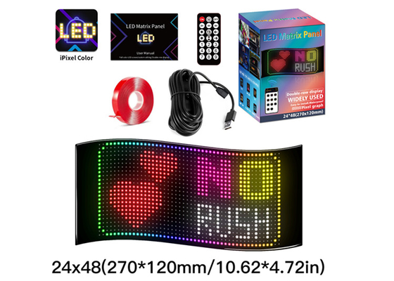 24*48 LED Ελαστική οθόνη φωτισμού APP Ελέγχου Αυτοκινήτου Διαφημιστική οθόνη Ip65 Πλήρης χρώματος υψηλής ευκρίνειας οθόνη αυτοκινήτου