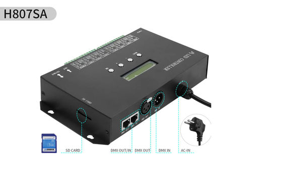 DMX512 Προγραμματιζόμενος SPI Led Controller H807SA 8192Pixels Για DMX512 WS2811 WS2812B WS2815 APA102 Led Strip